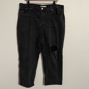 Levi's Black Distressed Wedgie Straight Plus Size Jeans | Size 20W